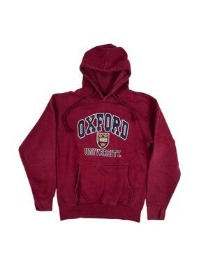 Vintage Oxford University Hoodie Sweatshirt Mens Medium Burgundy College Crest
